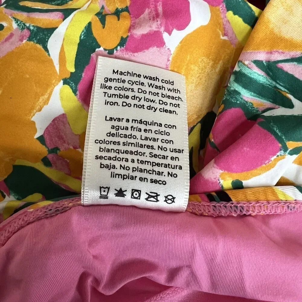 Anne Cole Pink Orange Floral Tankini Top Size Small NWT Spaghetti Strap